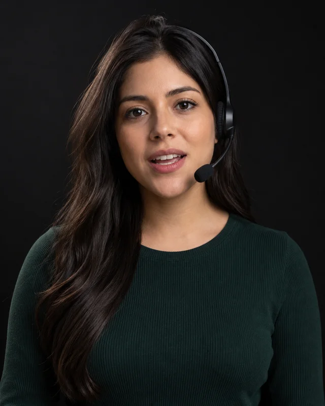 A creator in a headset talking into the camera