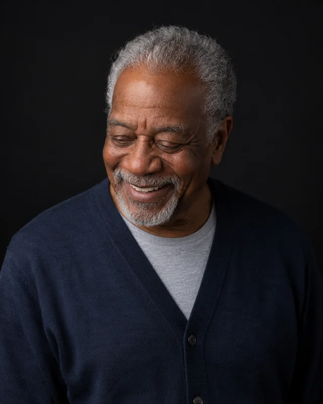 A grandfather laughing